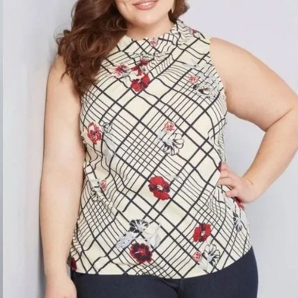 Modcloth Tops - Modcloth Optimal Polish Floral Striped Sleeveless Blouse